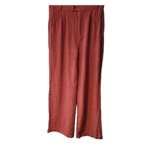 Rickis Strawberry Rust Linen Blend Size 0, Fits Bigger, High Waist Women's Pants